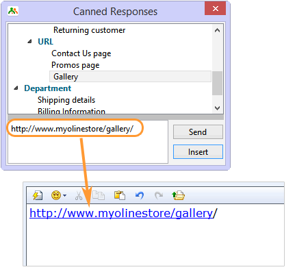 How to send links in canned responses