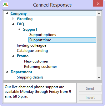Examples of Responses for Live Chat