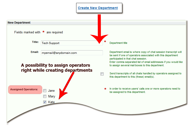 How to assign operators to a department How to assign operators to a department