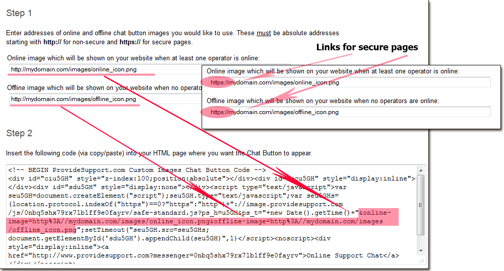 Custom Images Chat Button Code