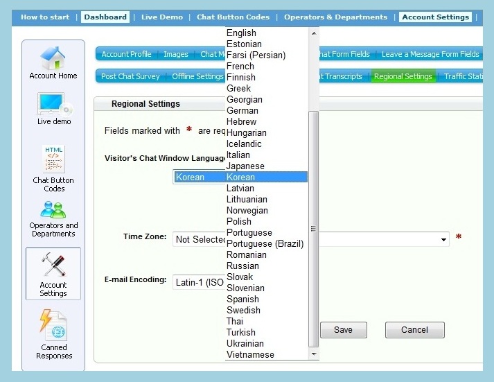 Regional Language Settings