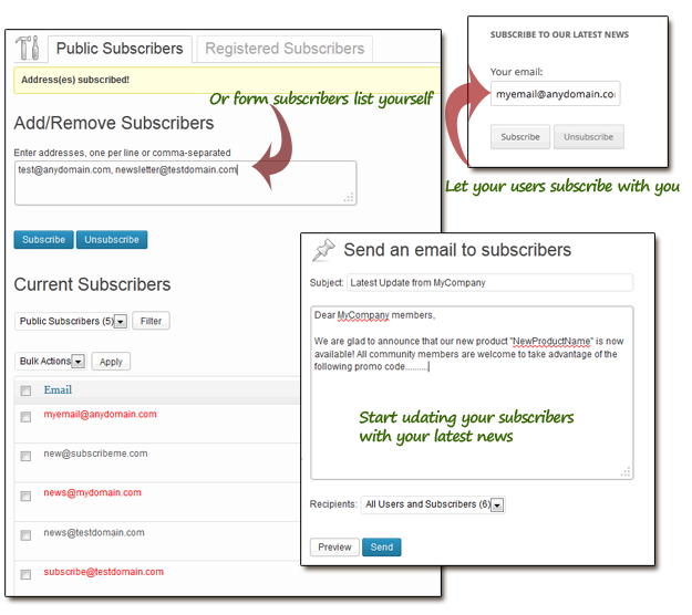 Subscription form Subscription form