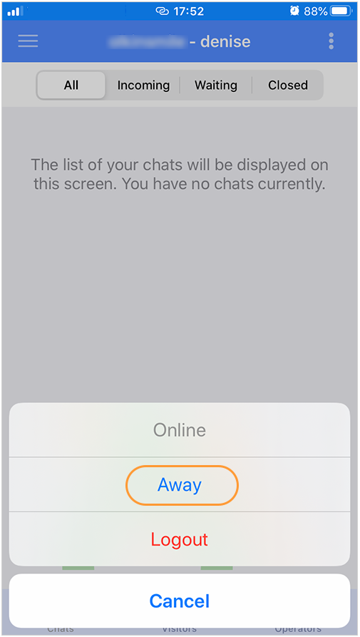 Away status in iPhone app