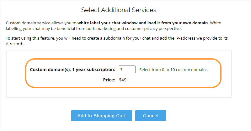 Purchasing an additional custom subdomain