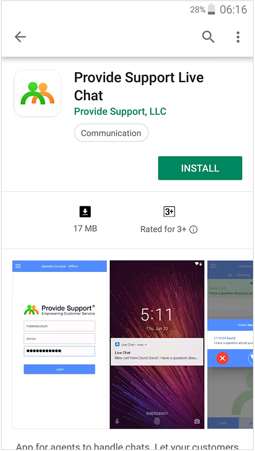 How to install Android live chat app