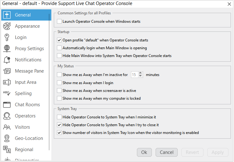 Profile general settings