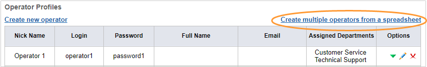 Creting operator profiles from a CSV file