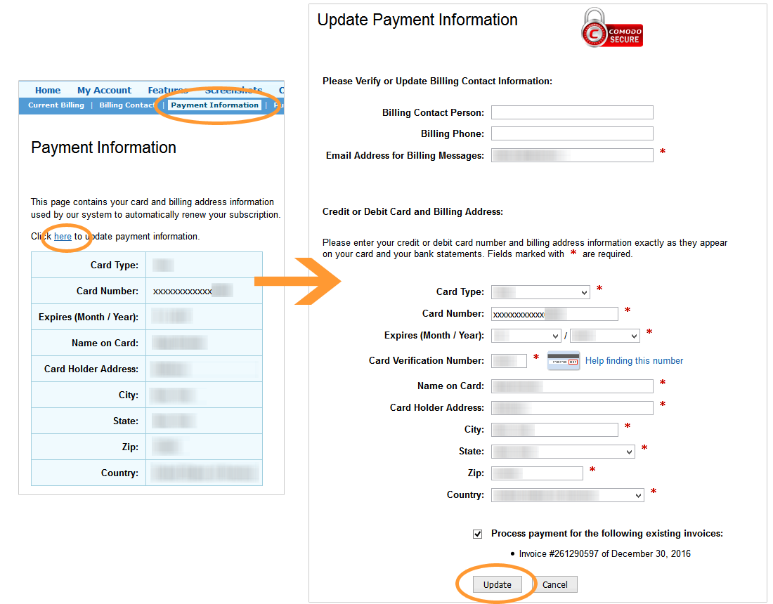 Updating Card Information