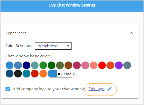 Uploading company logo for Modern chat window