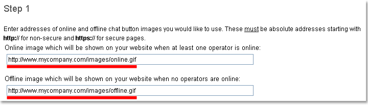 Fields for custom chat images URLs