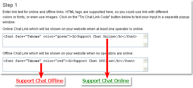 HTML formatting in the Text Chat Link Code