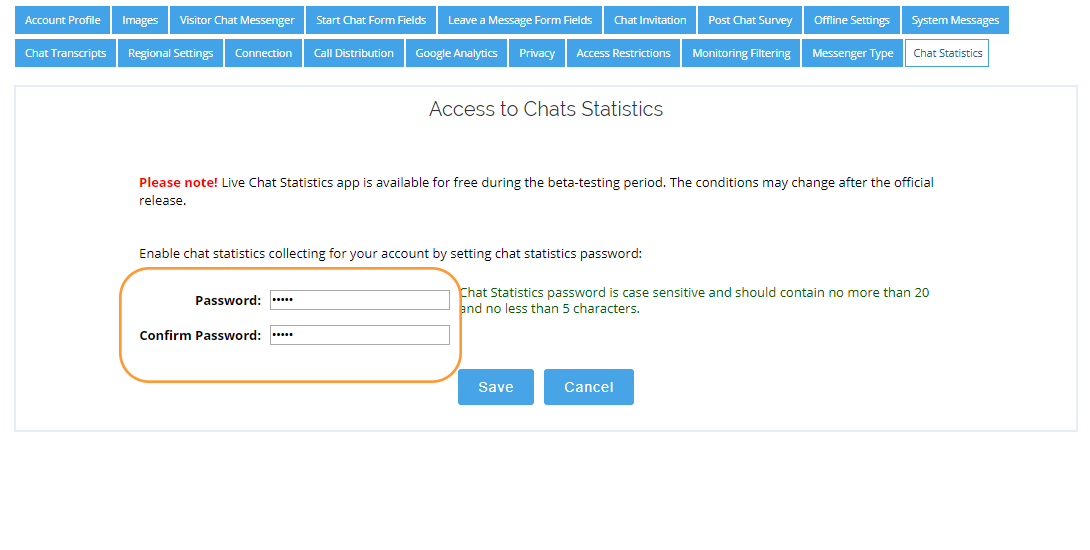 How to create statistics password