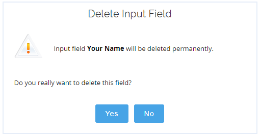 Field deleting confirmation