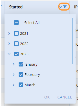 Filter sor selecting specific year, month and date