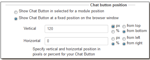 Chat button at a fixed position