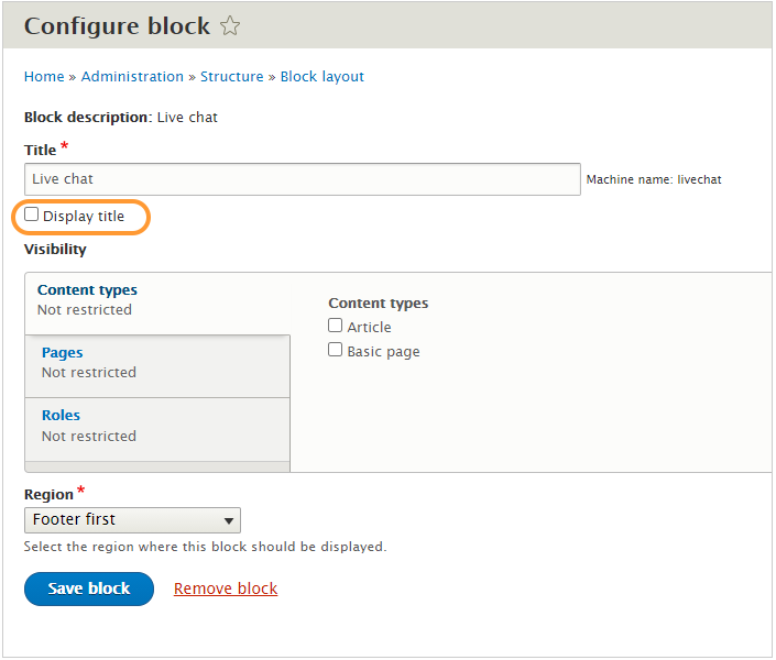 custom block configuration