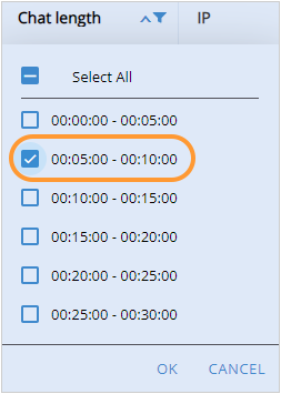 Chat length filter
