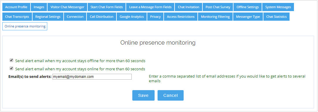 Account online presence monitoring