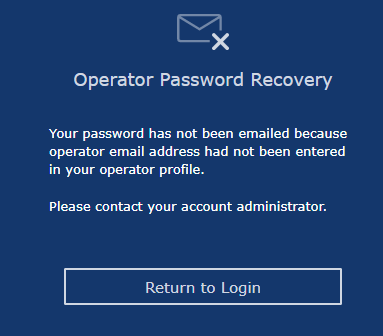 Operator password not recovered