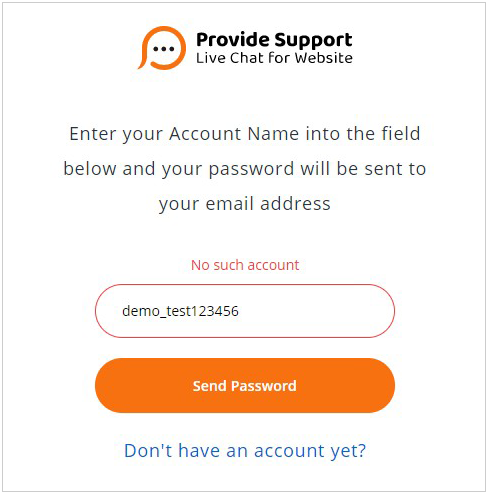 Password recovering failed - no account