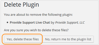 WP plugin deactivation confirmation
