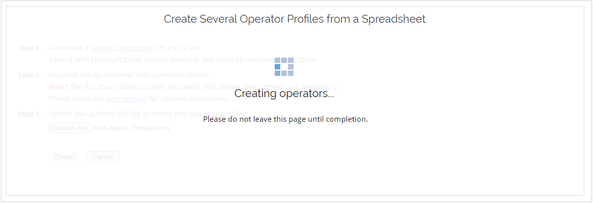 CSV file uploading process