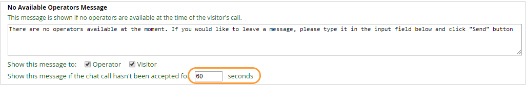 Setting time for no available operators system message