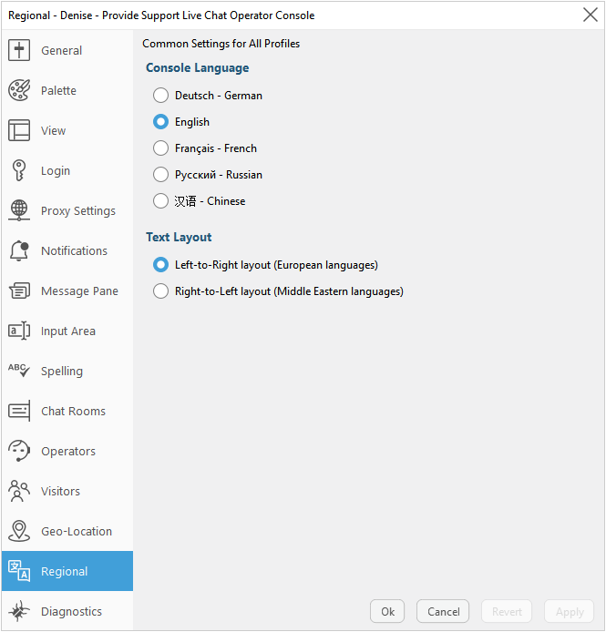 Regional settings tab Regional settings tab