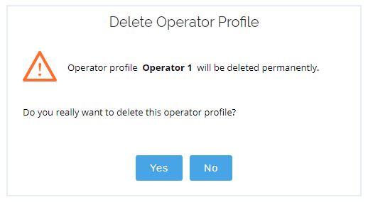 Delete operator profile confirmation