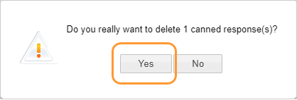 Delete canned response confirmation