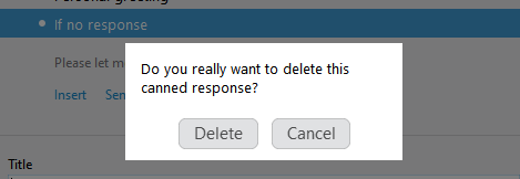 Canned response deleting confirmation