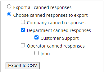 Choosing responses to export