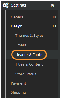 Header and footer editing in Shift4Shop