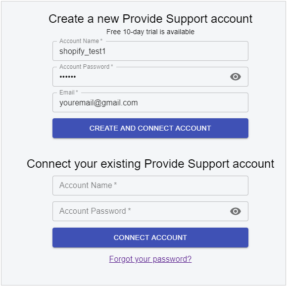Connecting to live chat account