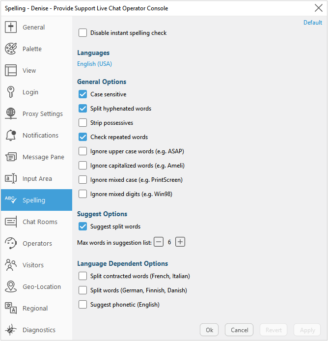 Spellchecker in agent app
