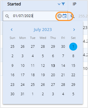 Selecting started date