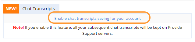 Chat transcripts saving activation