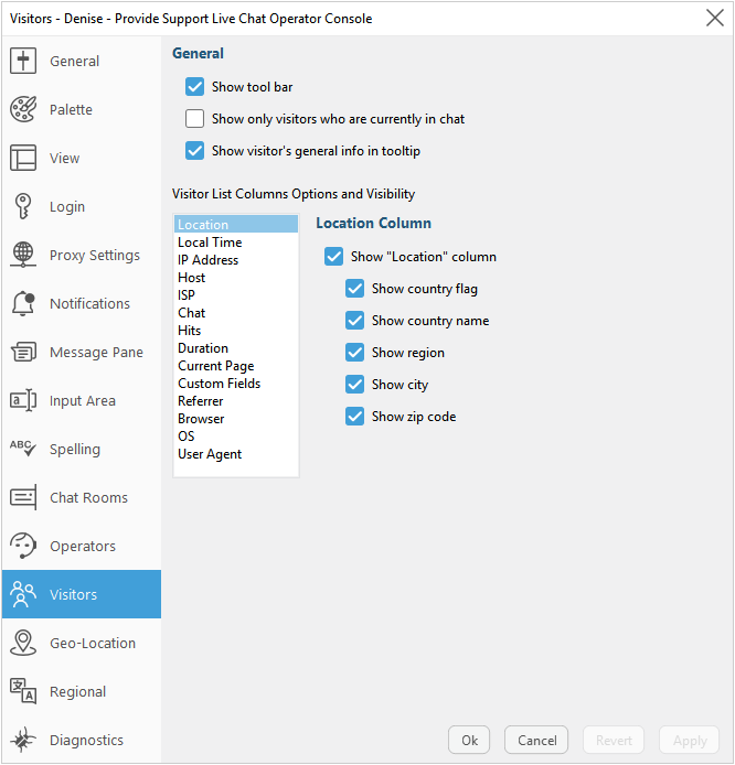 Visitors list appearance