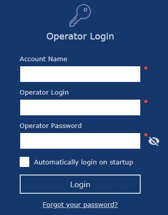Web-based Operator Console Login form