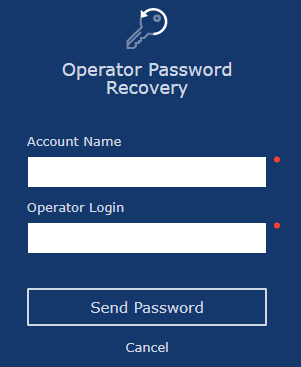 Operator Password Recovery form
