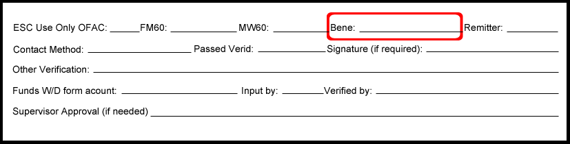 Wire transfer form example