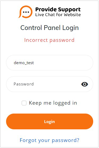 Incorrect password