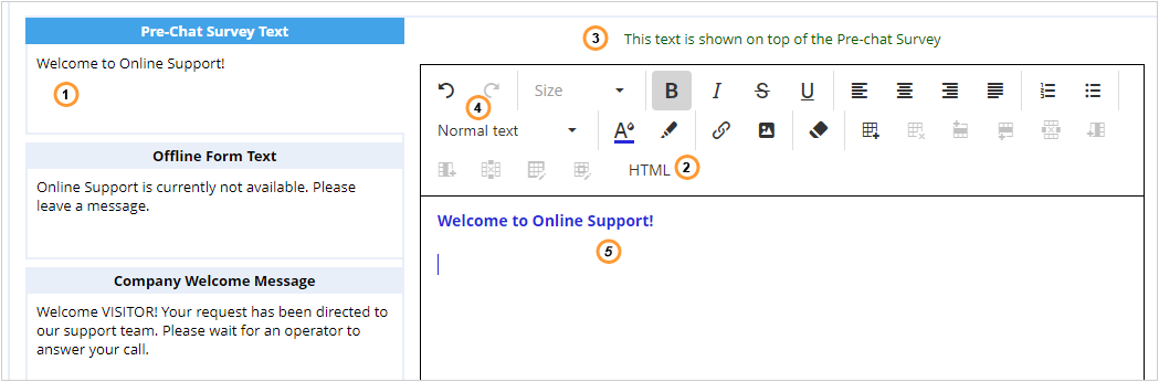 WYSIWYG editor for system messages