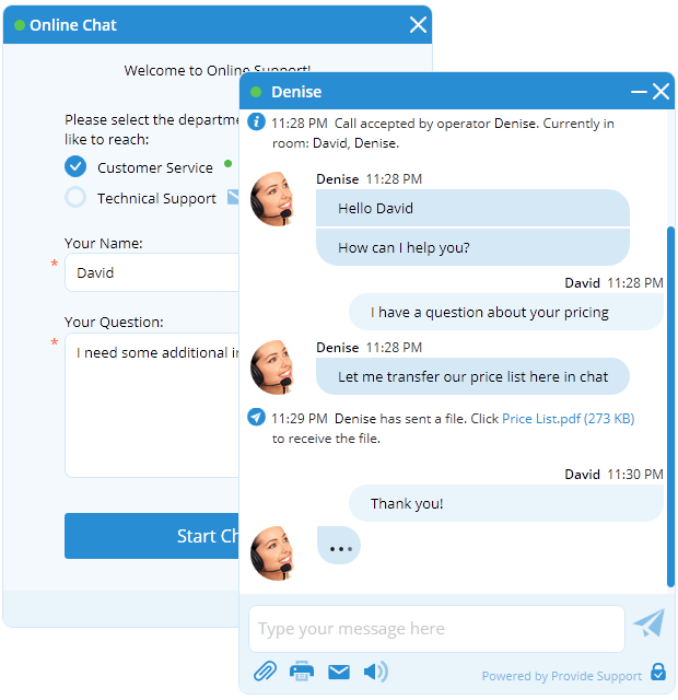 New embedded Live Chat Window preview