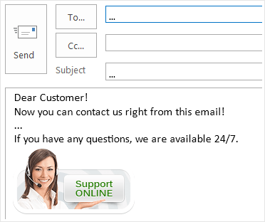 How the chat button looks in Outlook signature block