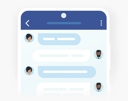 Communicate with your customers on the go with a mobilie chat app Chat text in Android chat app