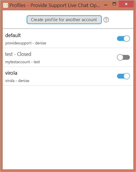 Screenshot of Profile Manager in desktop operator app