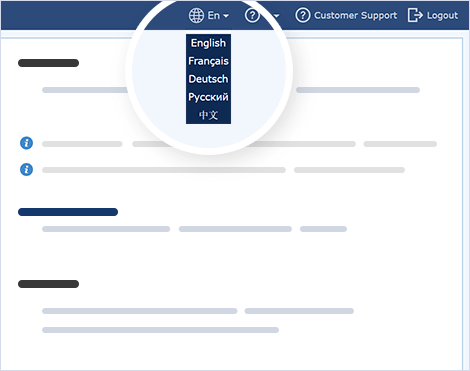 Choose your language for web agent app interface Language switch in web chat agent application