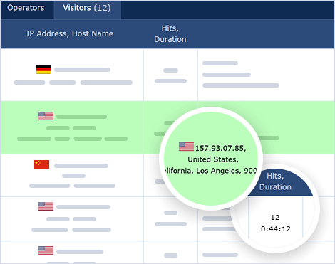 See visitors you are chatting with highlighted in the browser agent app Visitors list in the browser agent app