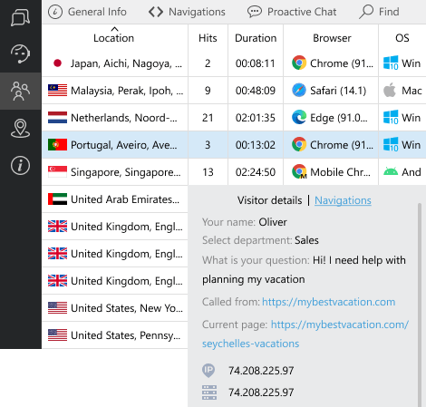 Setup Operators and Visitors lists the way convenient to you, choose what to hide and what to show Visitors' and operators' details in agent app
